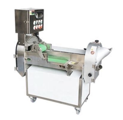 1.55 Kw Máquina automática de cortar verduras con doble cabeza, cortar en trozos y cortar en rodajas