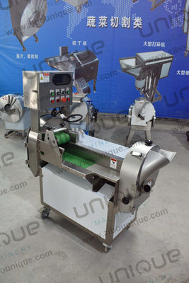 1.55 Kw Máquina automática de cortar verduras con doble cabeza, cortar en trozos y cortar en rodajas