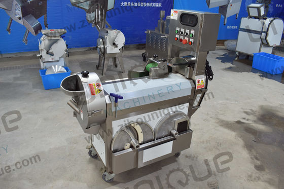 1.55 Kw Máquina automática de cortar verduras con doble cabeza, cortar en trozos y cortar en rodajas