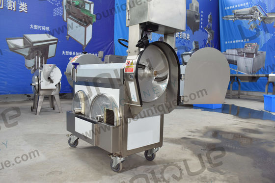 1.55 Kw Máquina automática de cortar verduras con doble cabeza, cortar en trozos y cortar en rodajas