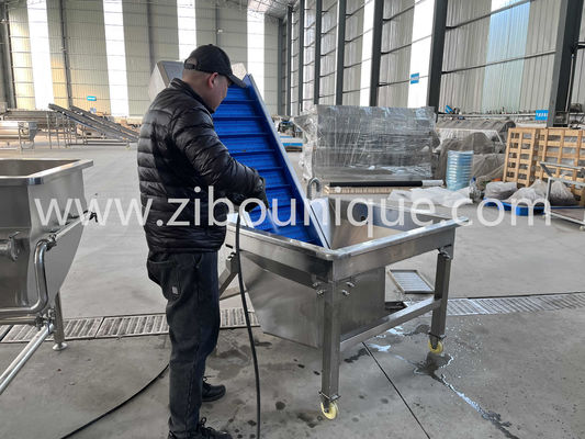Línea automática continua de pelar papas con cepillo de 1040 KG